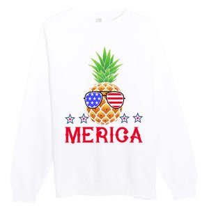 Merica Pineapple Shade Stars And Stripes Funny 4th Of July USA Premium Crewneck Sweatshirt