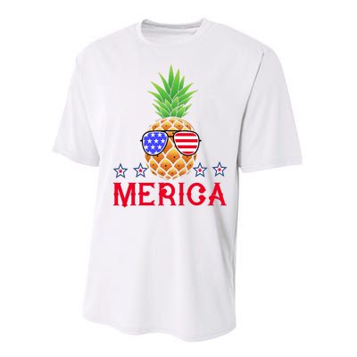 Merica Pineapple Shade Stars And Stripes Funny 4th Of July USA Performance Sprint T-Shirt