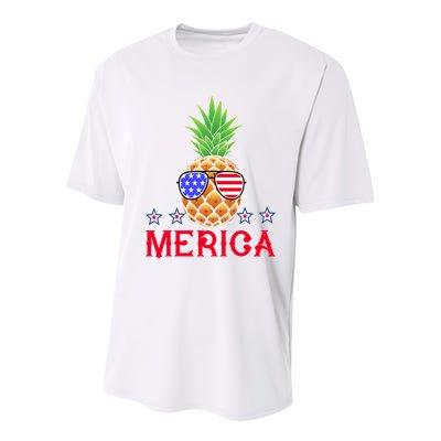 Merica Pineapple Shade Stars And Stripes Funny 4th Of July USA Youth Performance Sprint T-Shirt