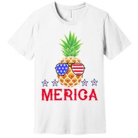 Merica Pineapple Shade Stars And Stripes Funny 4th Of July USA Premium T-Shirt