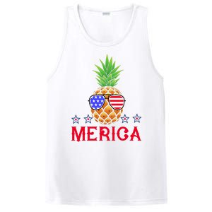 Merica Pineapple Shade Stars And Stripes Funny 4th Of July USA PosiCharge Competitor Tank