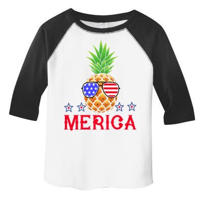 Merica Pineapple Shade Stars And Stripes Funny 4th Of July USA Toddler Fine Jersey T-Shirt