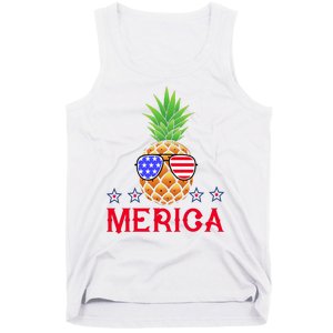 Merica Pineapple Shade Stars And Stripes Funny 4th Of July USA Tank Top