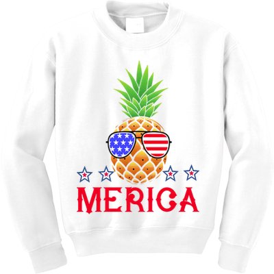 Merica Pineapple Shade Stars And Stripes Funny 4th Of July USA Kids Sweatshirt