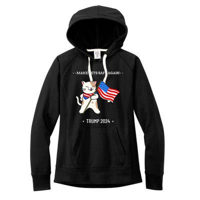 Make Pets Safe Again Patriotic Cat Women's Fleece Hoodie