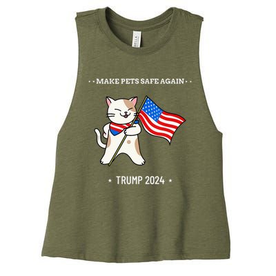 Make Pets Safe Again Patriotic Cat Women's Racerback Cropped Tank