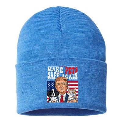 Make Pets Safe Again Trump 2024 Save Our Pets Sustainable Knit Beanie