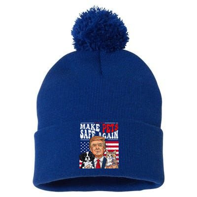 Make Pets Safe Again Trump 2024 Save Our Pets Pom Pom 12in Knit Beanie