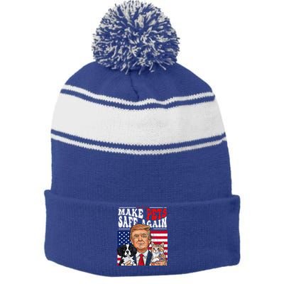 Make Pets Safe Again Trump 2024 Save Our Pets Stripe Pom Pom Beanie