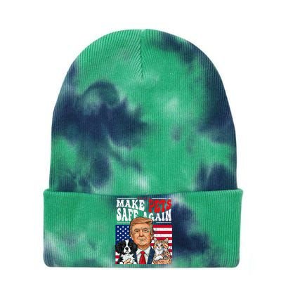 Make Pets Safe Again Trump 2024 Save Our Pets Tie Dye 12in Knit Beanie