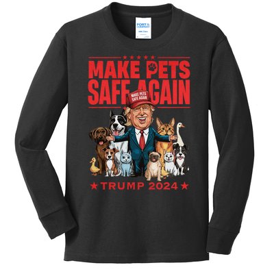 Make Pets Safe Again Trump 2024 Save Our Pets Kids Long Sleeve Shirt