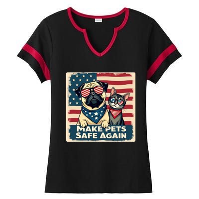 Make Pets Safe Again Democratic Republican Funny Gift Ladies Halftime Notch Neck Tee