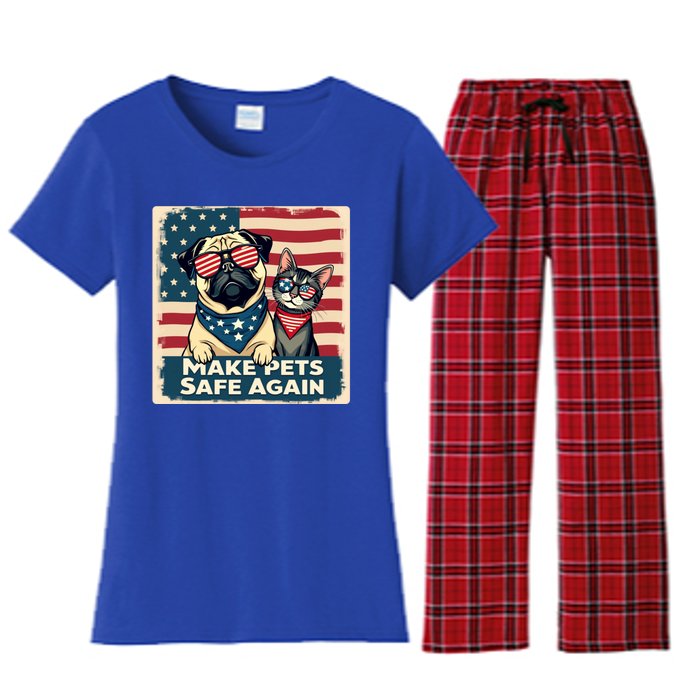 Make Pets Safe Again Democratic Republican Funny Gift Women's Flannel Pajama Set