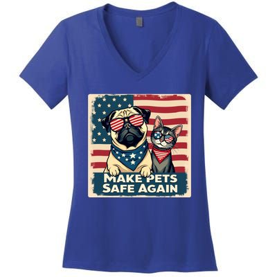 Make Pets Safe Again Democratic Republican Funny Gift Women's V-Neck T-Shirt