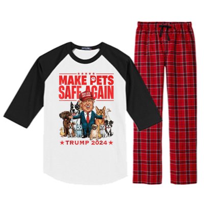 Make Pets Safe Again Trump 2024 Save Our Pets America Back Raglan Sleeve Pajama Set