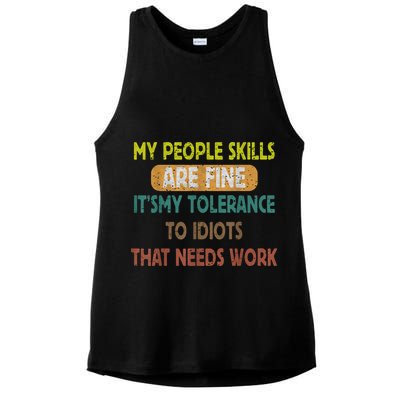 My People Skills Are Just Fine Funny Sarcastic Funny Saying Ladies PosiCharge Tri-Blend Wicking Tank
