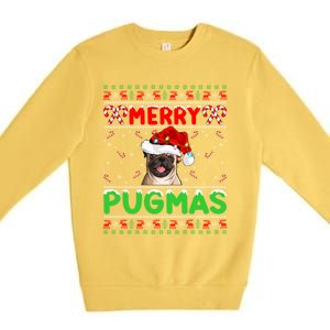 Merry Pugmas Santa Pug Dog Xmas Lighting Ugly Pug Christmas Meaningful Gift Premium Crewneck Sweatshirt