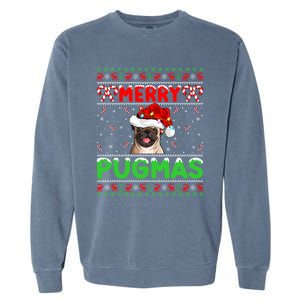 Merry Pugmas Santa Pug Dog Xmas Lighting Ugly Pug Christmas Meaningful Gift Garment-Dyed Sweatshirt