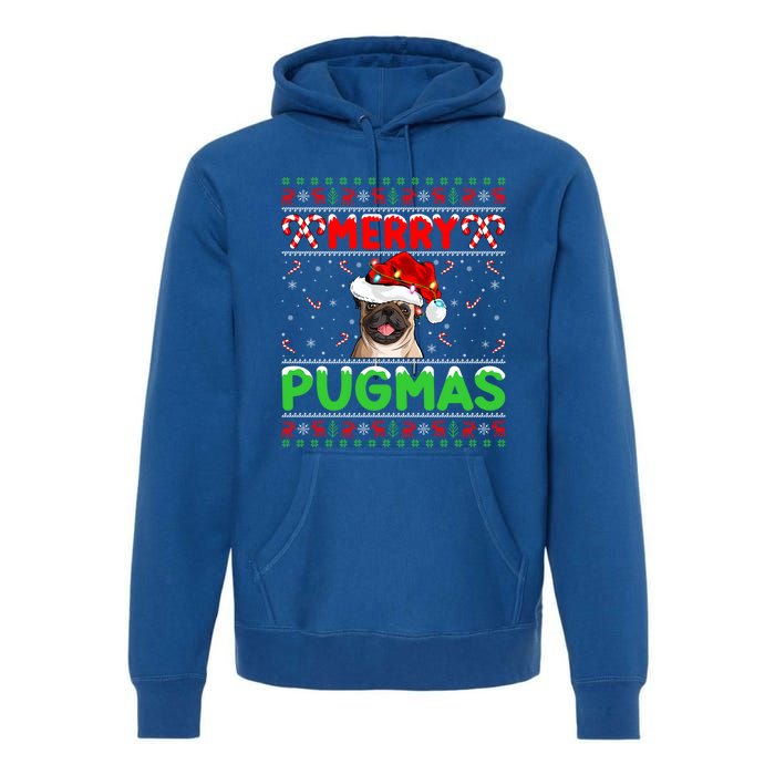 Merry Pugmas Santa Pug Dog Xmas Lighting Ugly Pug Christmas Meaningful Gift Premium Hoodie