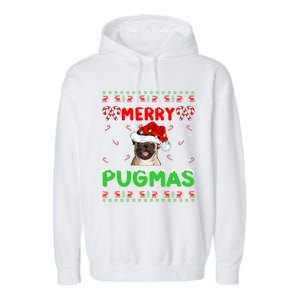 Merry Pugmas Santa Pug Dog Xmas Lighting Ugly Pug Christmas Meaningful Gift Garment-Dyed Fleece Hoodie