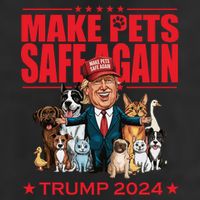 Make Pets Safe Again Trump 2024 Funny Cartoon 7 Panel Mesh Trucker Snapback Hat