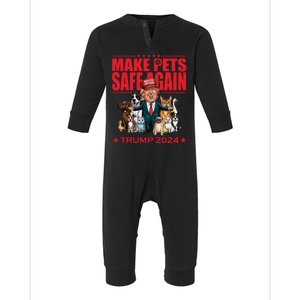 Make Pets Safe Again Trump 2024 Funny Cartoon Infant Fleece One Piece