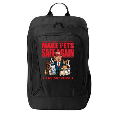 Make Pets Safe Again Trump 2024 Funny Cartoon City Backpack