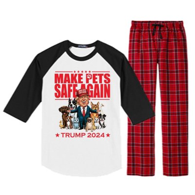 Make Pets Safe Again Trump 2024 Funny Cartoon Raglan Sleeve Pajama Set