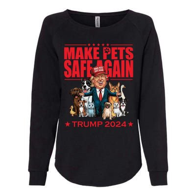 Make Pets Safe Again Trump 2024 Funny Cartoon Womens California Wash Sweatshirt