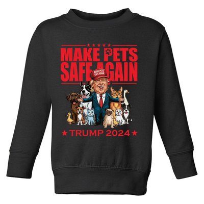 Make Pets Safe Again Trump 2024 Funny Cartoon Toddler Sweatshirt