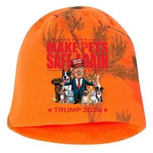 Make Pets Safe Again Trump 2024 Funny Cartoon Kati - Camo Knit Beanie