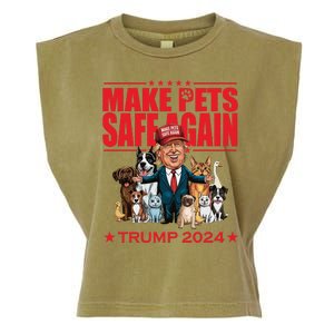 Make Pets Safe Again Trump 2024 Funny Cartoon Garment-Dyed Women's Muscle Tee