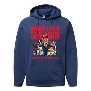 Make Pets Safe Again Trump 2024 Funny Cartoon Performance Fleece Hoodie