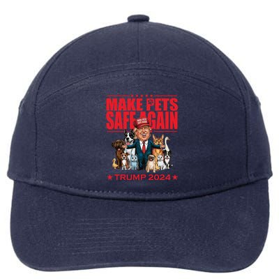 Make Pets Safe Again Trump 2024 Funny Cartoon 7-Panel Snapback Hat