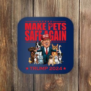 Make Pets Safe Again Trump 2024 Funny Cartoon Coaster