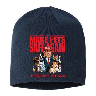 Make Pets Safe Again Trump 2024 Funny Cartoon Sustainable Beanie