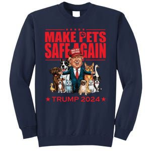 Make Pets Safe Again Trump 2024 Funny Cartoon Tall Sweatshirt