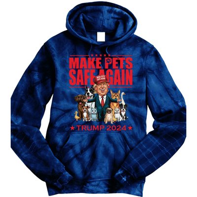 Make Pets Safe Again Trump 2024 Funny Cartoon Tie Dye Hoodie