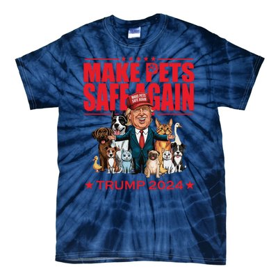 Make Pets Safe Again Trump 2024 Funny Cartoon Tie-Dye T-Shirt