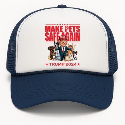 Make Pets Safe Again Trump 2024 Funny Cartoon Trucker Hat