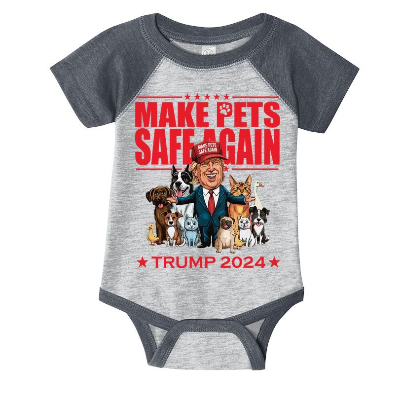 Make Pets Safe Again Trump 2024 Funny Cartoon Infant Baby Jersey Bodysuit