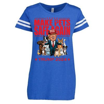 Make Pets Safe Again Trump 2024 Funny Cartoon Enza Ladies Jersey Football T-Shirt