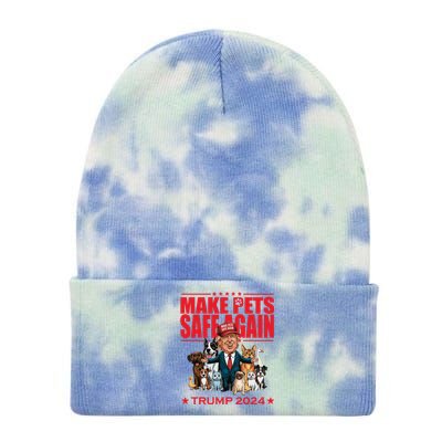 Make Pets Safe Again Trump 2024 Funny Cartoon Tie Dye 12in Knit Beanie