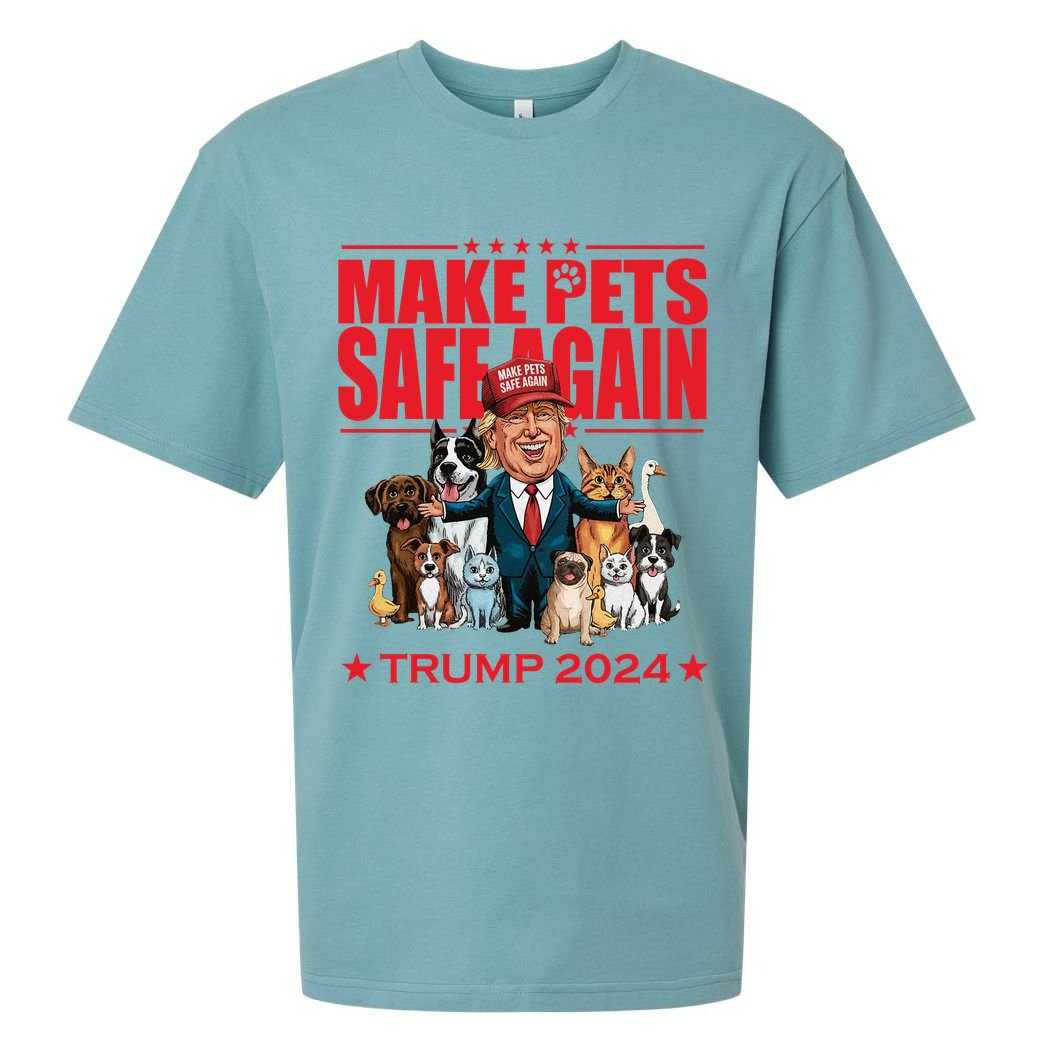 Make Pets Safe Again Trump 2024 Funny Cartoon Sueded Cloud Jersey T-Shirt