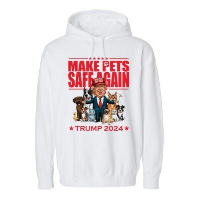 Make Pets Safe Again Trump 2024 Funny Cartoon Garment-Dyed Fleece Hoodie