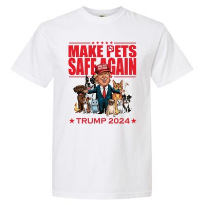 Make Pets Safe Again Trump 2024 Funny Cartoon Garment-Dyed Heavyweight T-Shirt