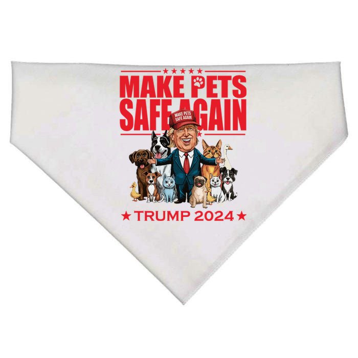 Make Pets Safe Again Trump 2024 Funny Cartoon USA-Made Doggie Bandana