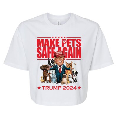 Make Pets Safe Again Trump 2024 Funny Cartoon Bella+Canvas Jersey Crop Tee