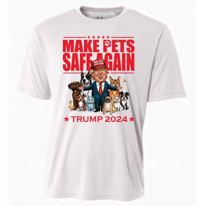 Make Pets Safe Again Trump 2024 Funny Cartoon Cooling Performance Crew T-Shirt