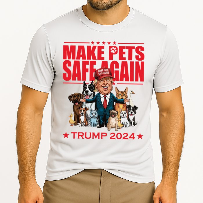 Make Pets Safe Again Trump 2024 Funny Cartoon Cooling Performance Crew T-Shirt